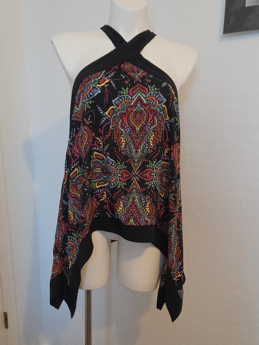 Soho Black Halter Camisole with Multicolor Paisley Design